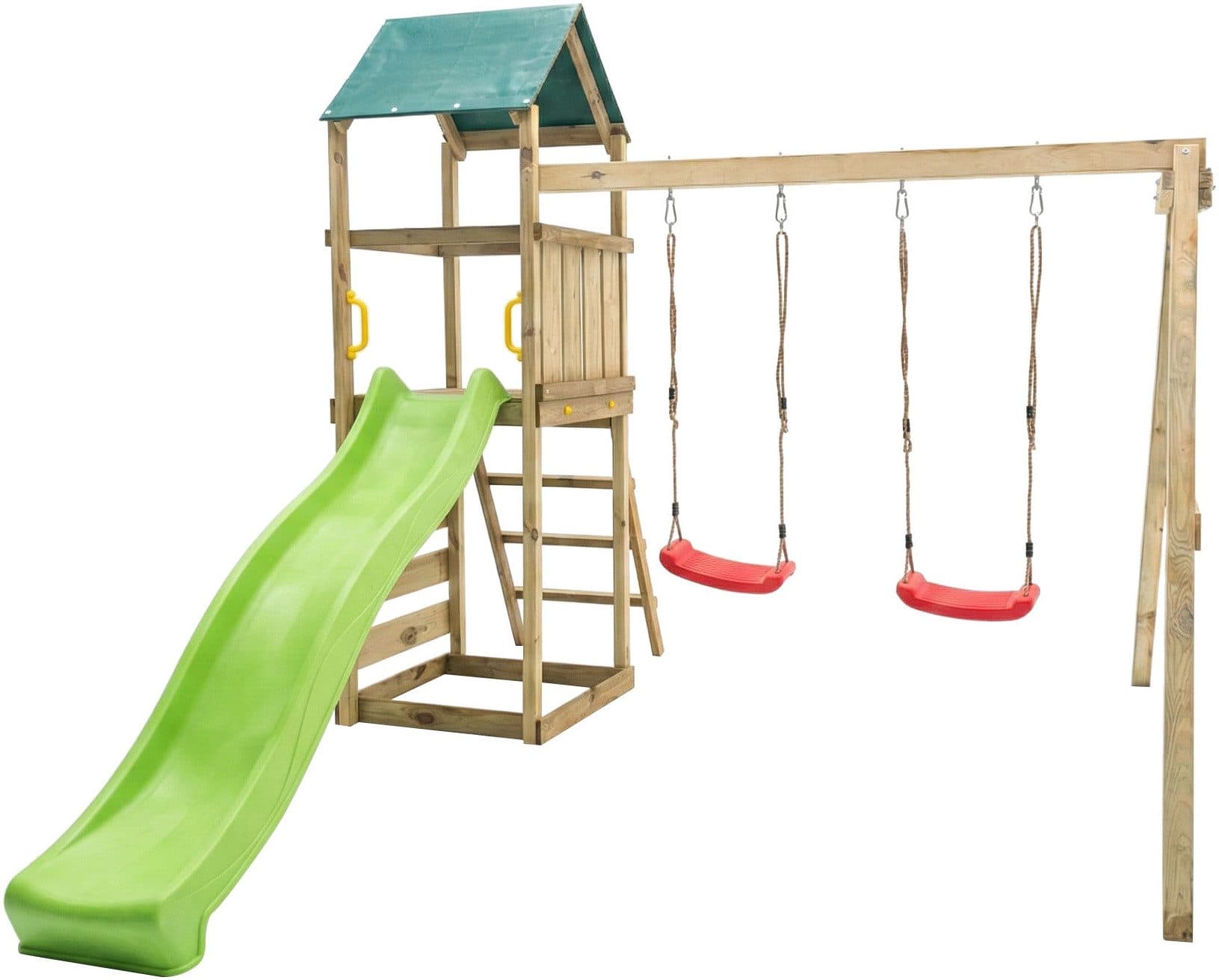 FUNGOO Spielturm MaxPlay 2.1 mit Rutsche, Doppelschaukel und Kletterwand - Bild 2
