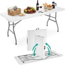 TLGREEN Klappbarer Gartentisch 180x75x74cm Weiß Kunststoff Bild 2