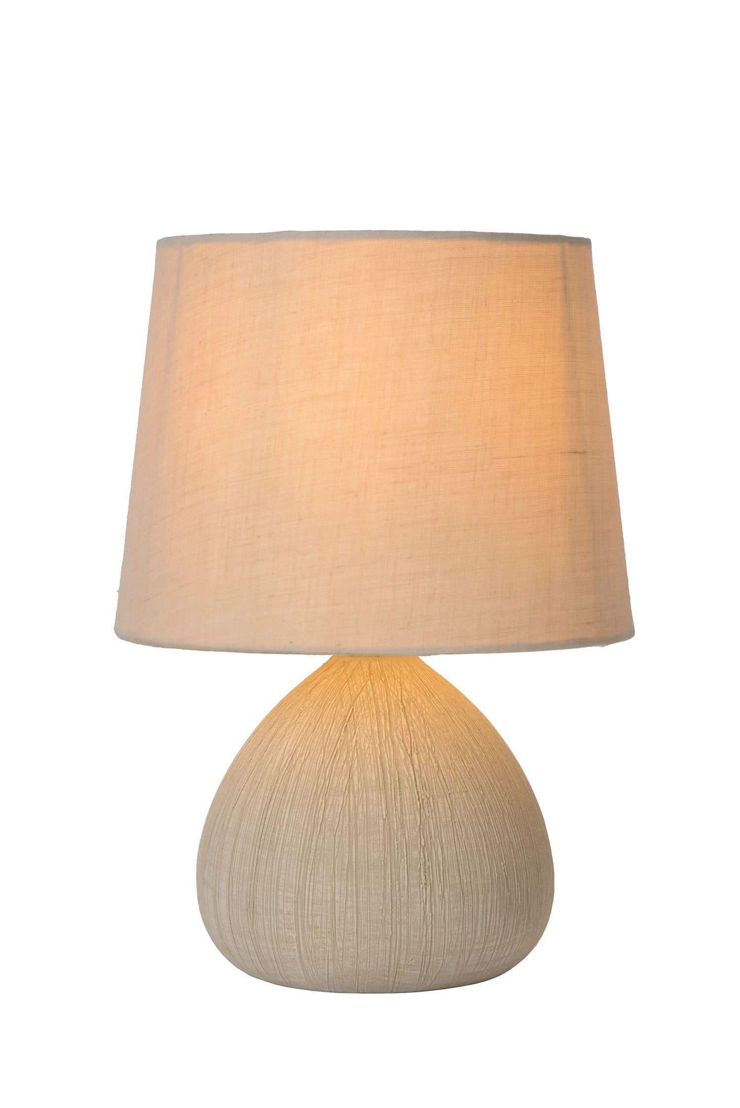 Licht-Erlebnisse Nachttischlampe OPIRE Keramik Stoff E14 Ø 18 cm Beige - Bild 2