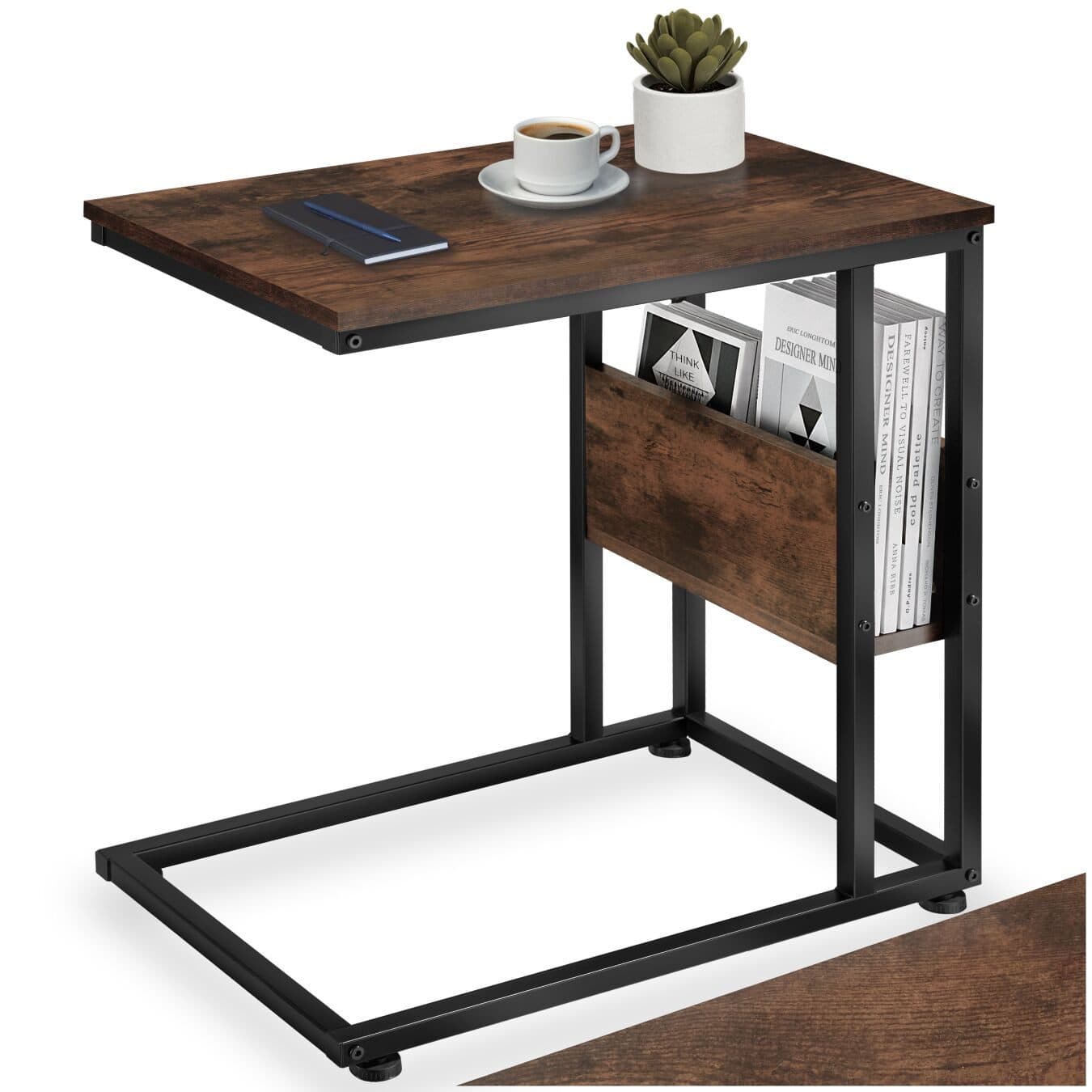 TecTake Beistelltisch Industrial Style C-Form Seitenfach - Bild 2