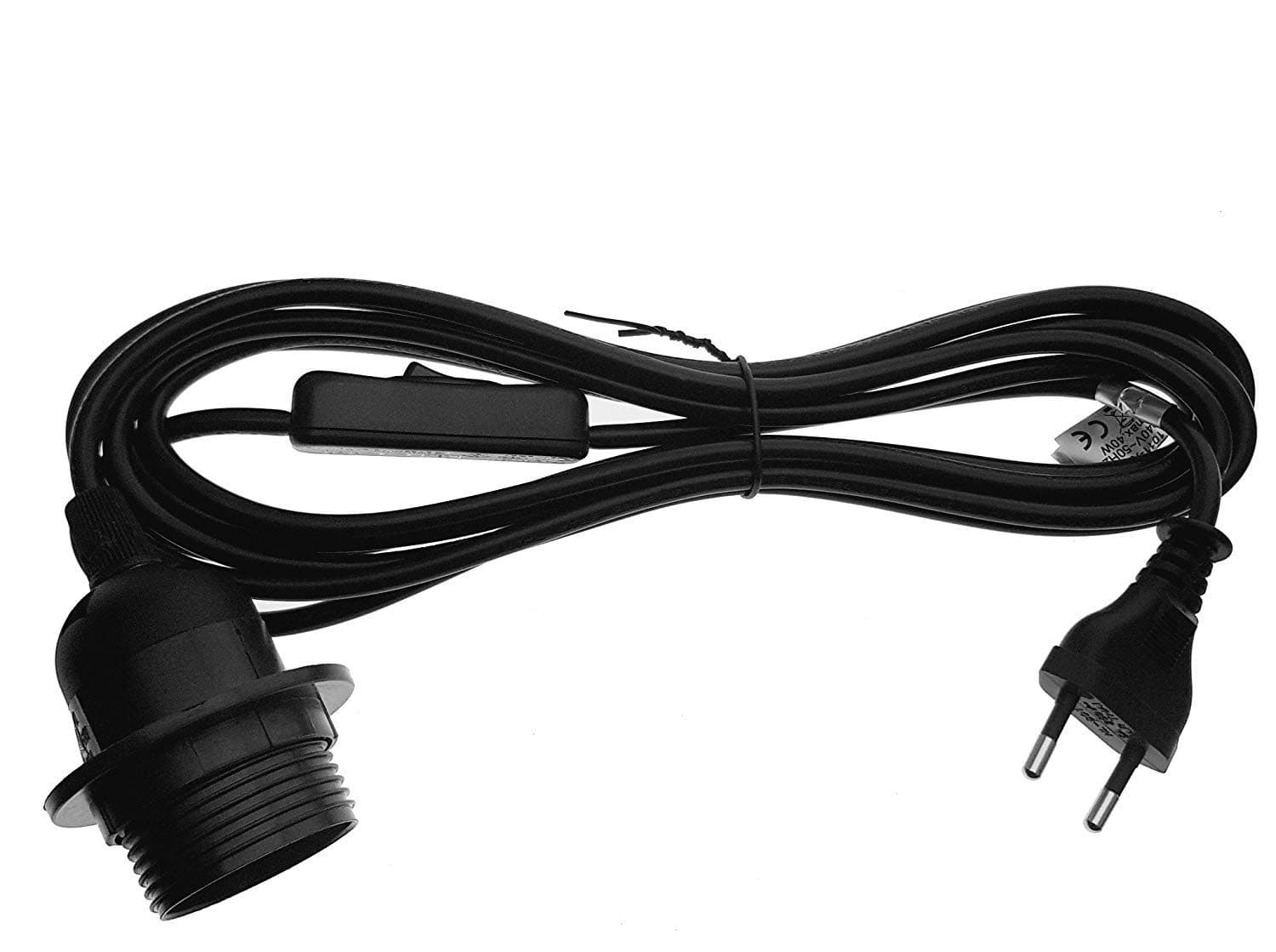 TRANGO Pendelleuchte E27 Schwarz mit Schalter 3,5m Kabel - Bild 2