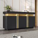 Merax Sideboard mit Marmoroptik 3 Türen Weiß/Schwarz Bild 2