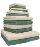Betz Premium Handtuch-Set 12-tlg. 100% Baumwolle Sand/Tannengrün Bild 2