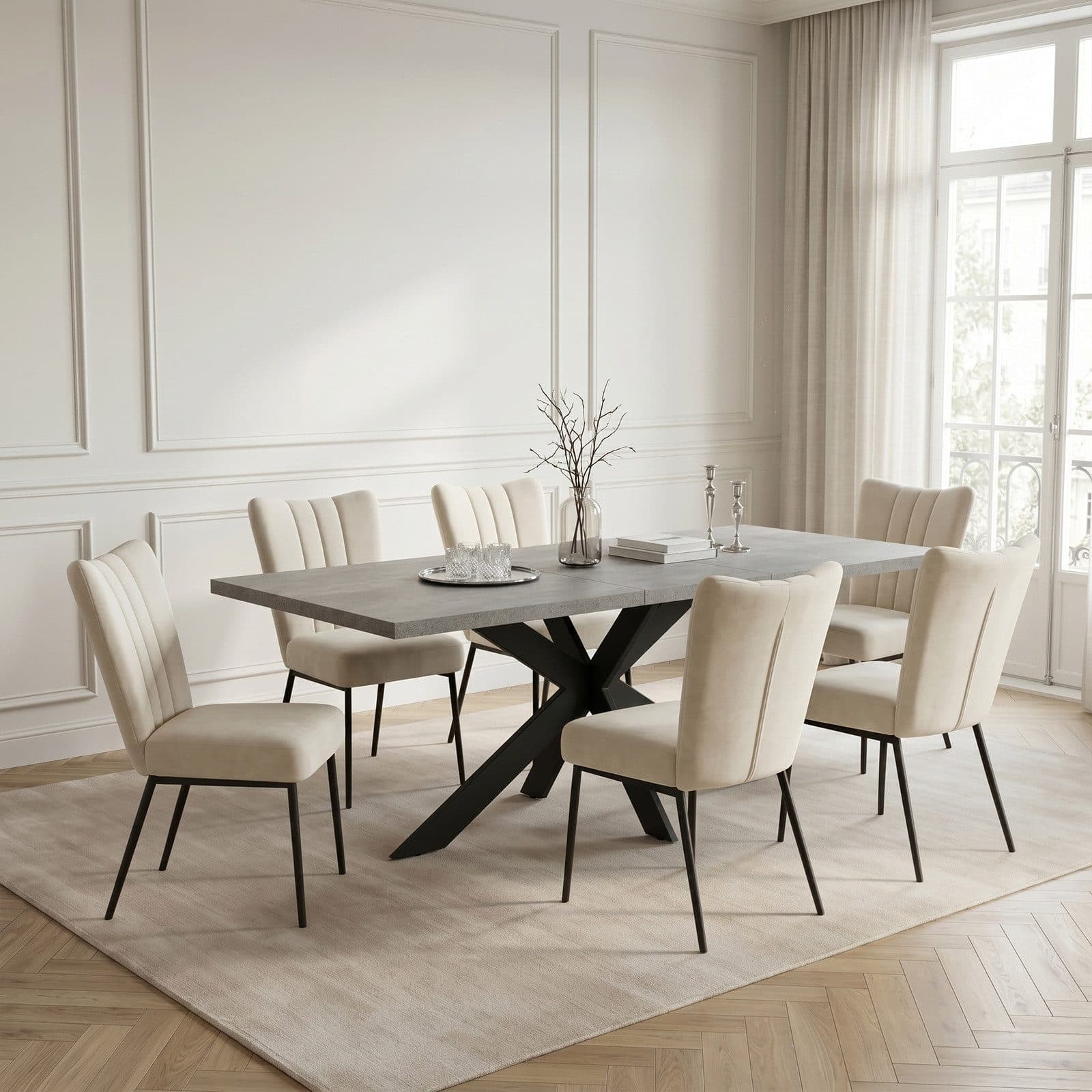 Jiexi Esstisch-Set 6-8 Sitze Ausziehbar 160-200 cm mit 6-8 Stühlen - Bild 2