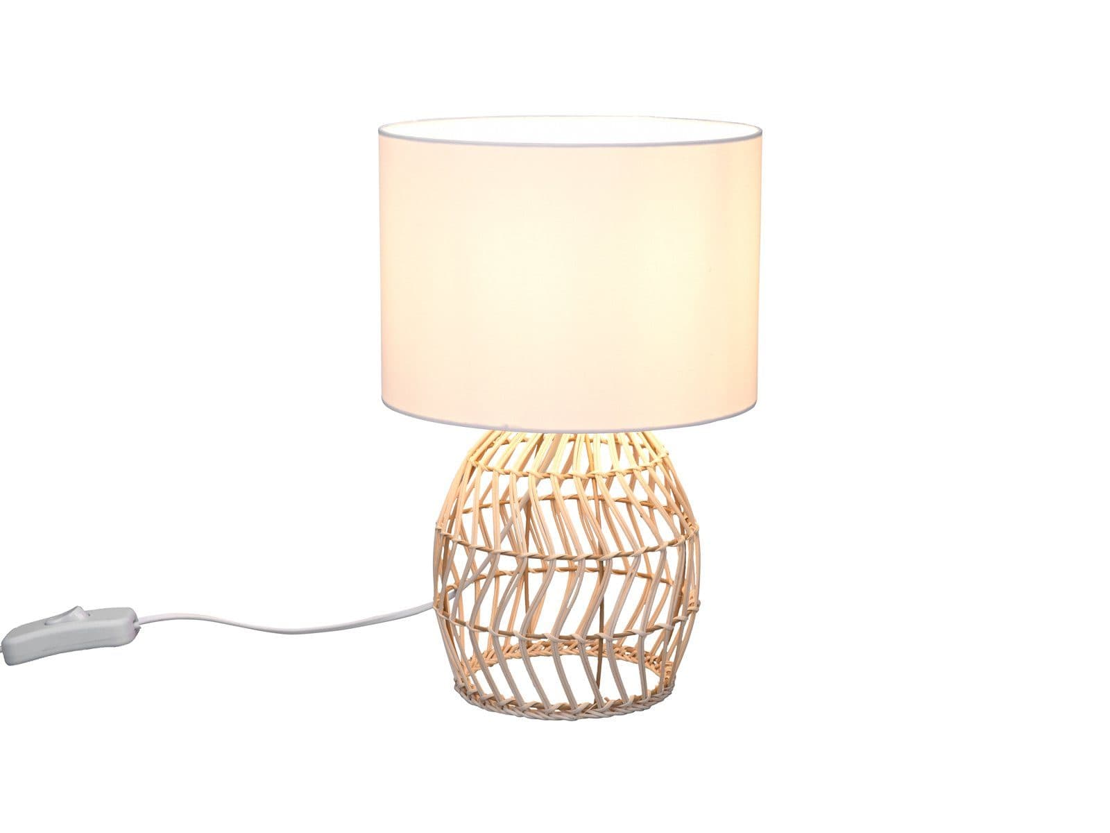 Reality Leuchten LED Nachttischlampe Boho Rattan Weiß Dimmbar - Bild 2