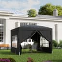Outsunny Faltpavillon 3x3m Schwarz Wasserabweisend UV-Schutz Bild 2