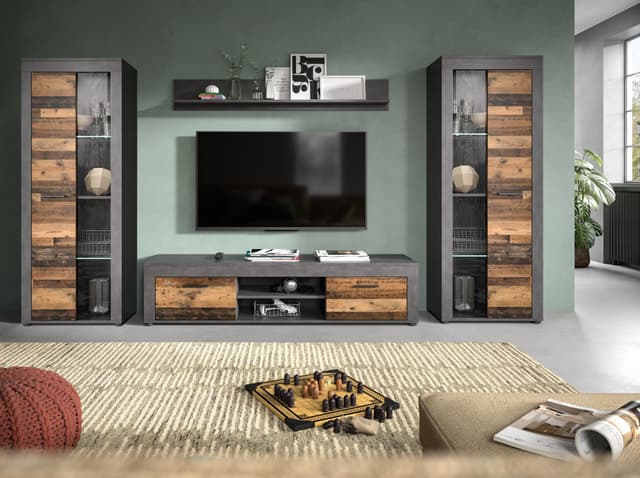 Wohnzimmer-Set Aosta - Vitrinen, Lowboard & Wandboard
