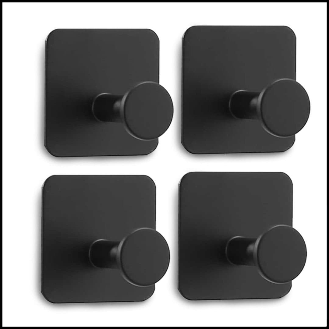 LIVINA HOME Handtuchhaken selbstklebend Edelstahl Schwarz/Silber 4er Set - Bild 2