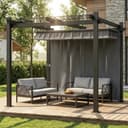 HOMALL Pavillon Pergola Aluminium mit Ziehbare Markise Grau Bild 2