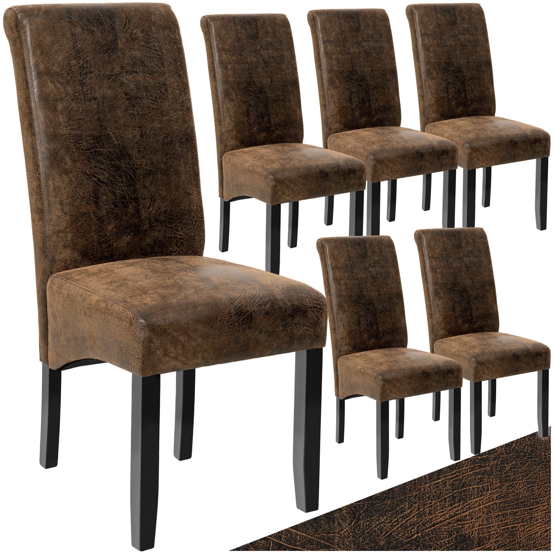 tectake Esszimmerstuhl Küchenstuhl, ergonomisch, massives Hartholz (Set, 6 St) - Bild 2
