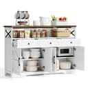 REDOM Sideboard Buffet-Schrank 140cm Landhausstil Weiß/Braun Bild 2