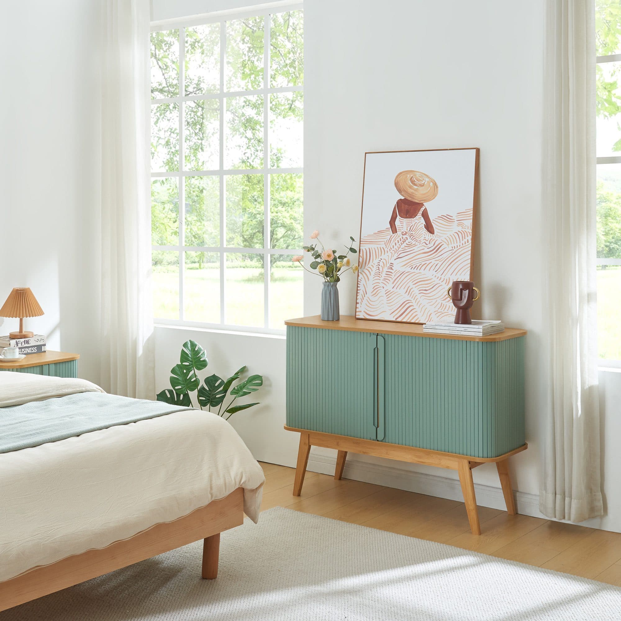 en.casa Kommode Tysvær Bambus/Blau - Bild 2