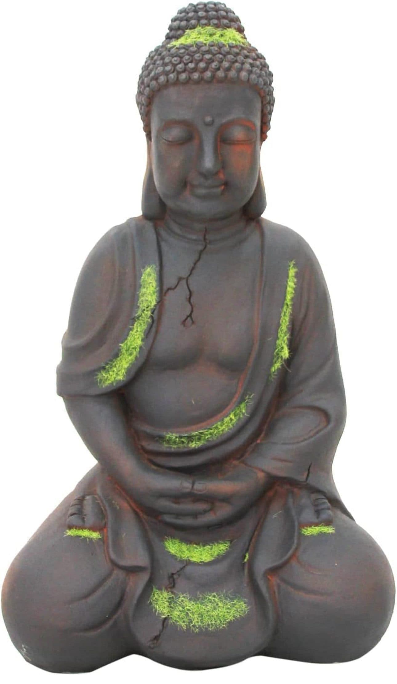 NEUSTEIN Buddhafigur XXL Antik 50cm Braun Grün Garten Deko - Bild 2