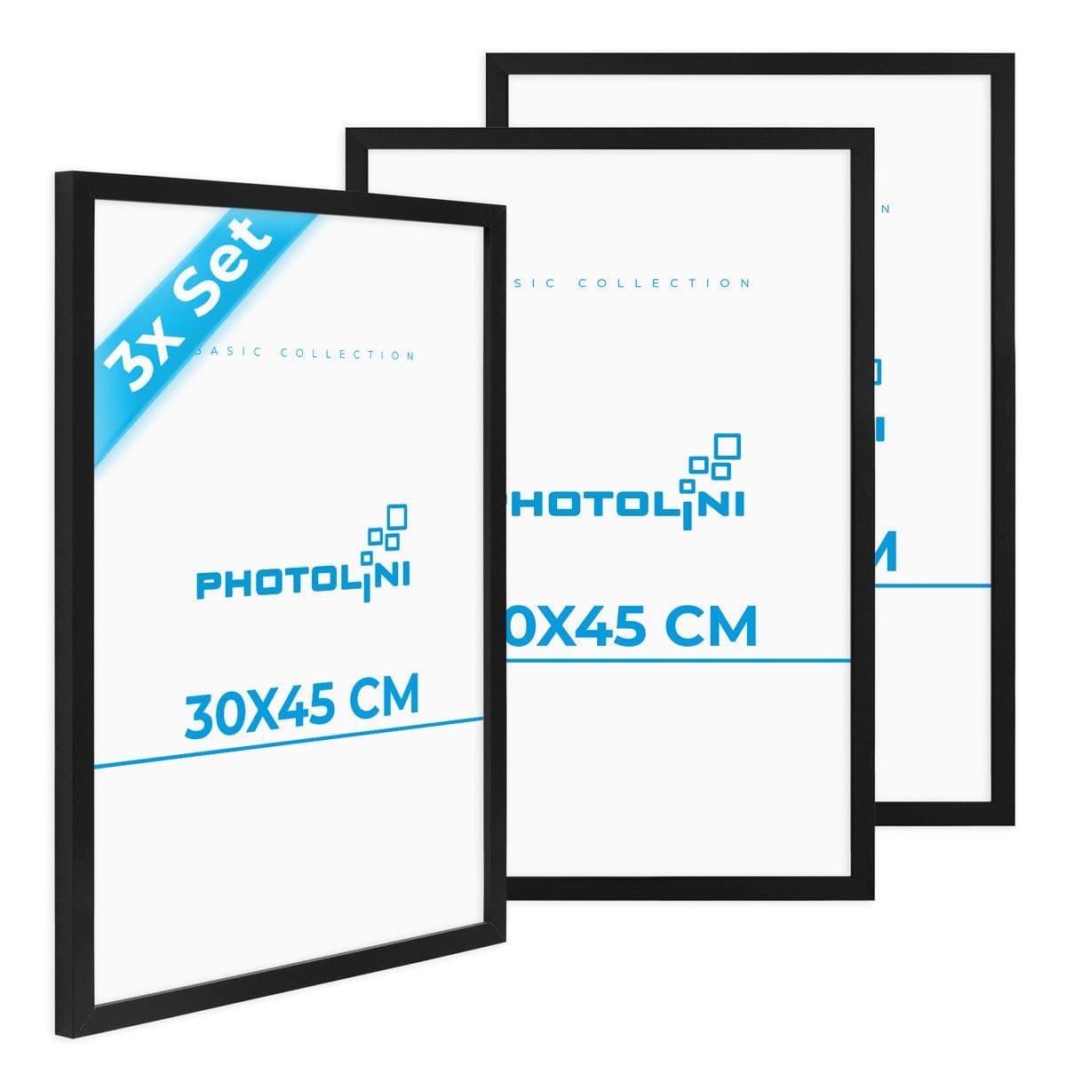 PHOTOLINI Bilderrahmen 3er Set Schwarz MDF Acrylglas - Bild 2