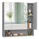 VASAGLE Spiegelschrank Badschrank 70-90cm 3 Türen Wolkenweiß/Taubengrau Bild 2