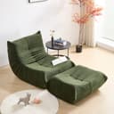 HAUSS SPOLE Sitzsack Lazy Sofa mit Fußhocker Grün Teddy-Samt Modern Bild 2