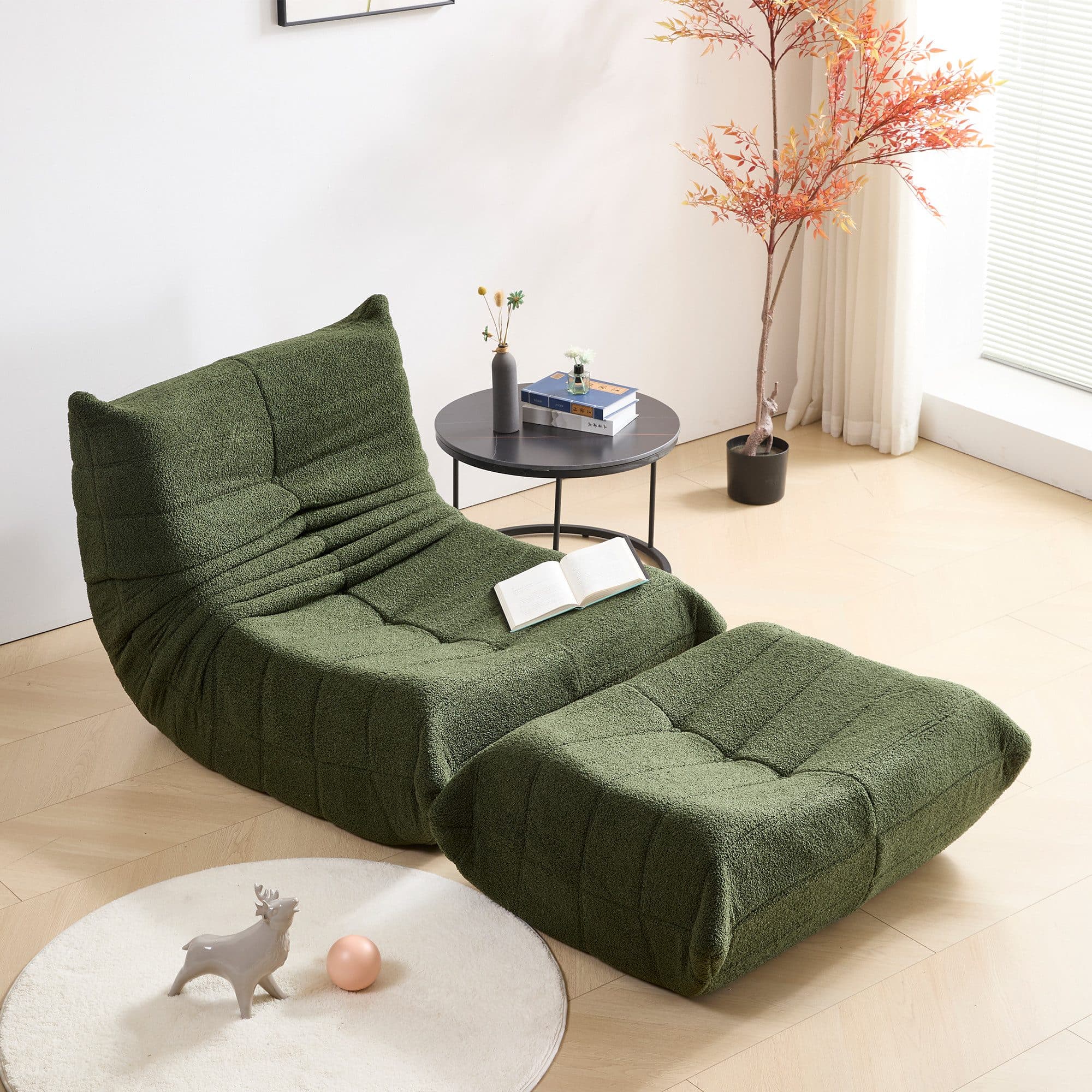 HAUSS SPOLE Sitzsack Lazy Sofa mit Fußhocker Grün Teddy-Samt Modern - Bild 2