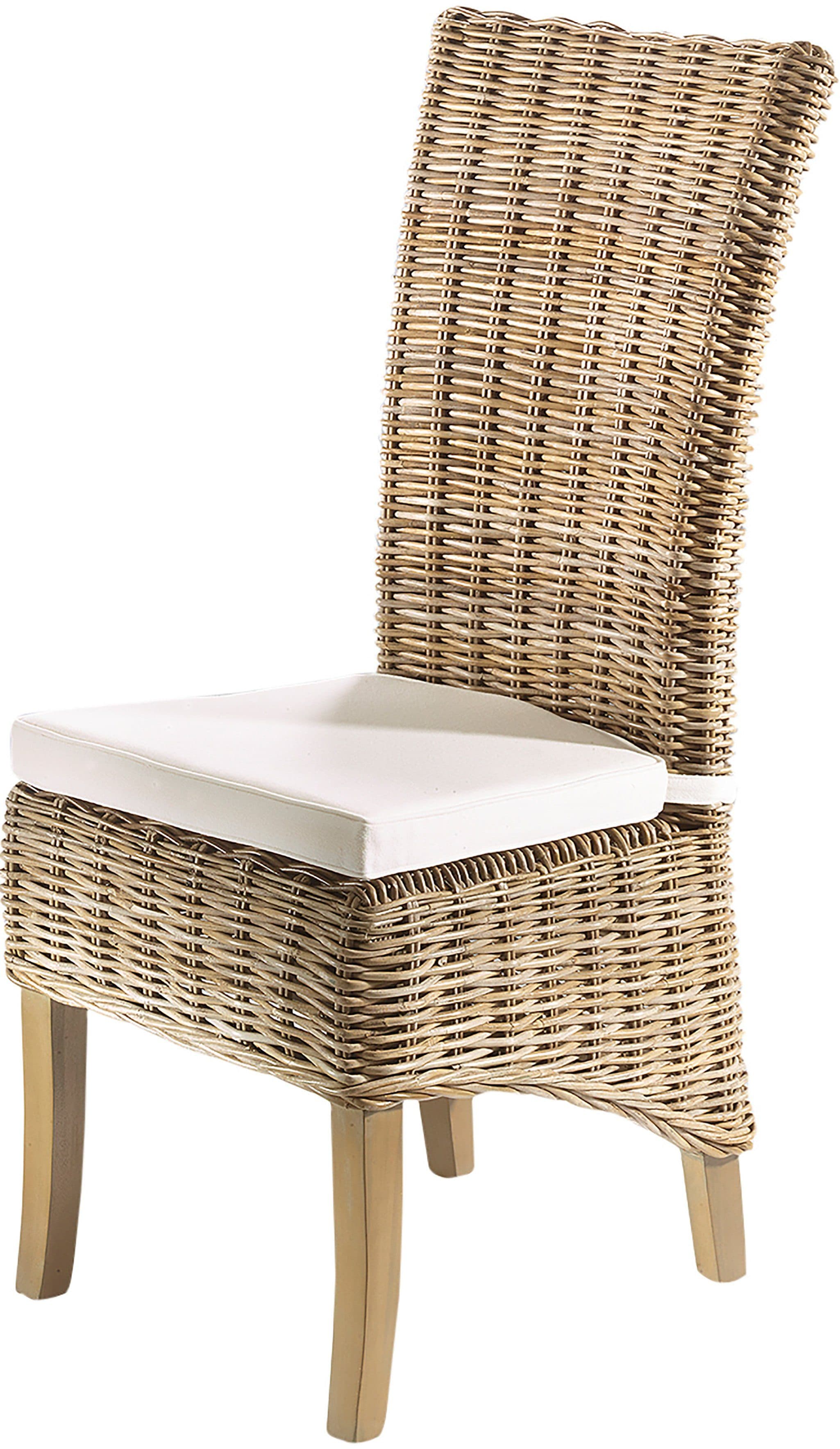 Kobolo Rattanstuhl NEWPORT Hochlehner Grau Kubu Grey mit Kissen - Bild 2