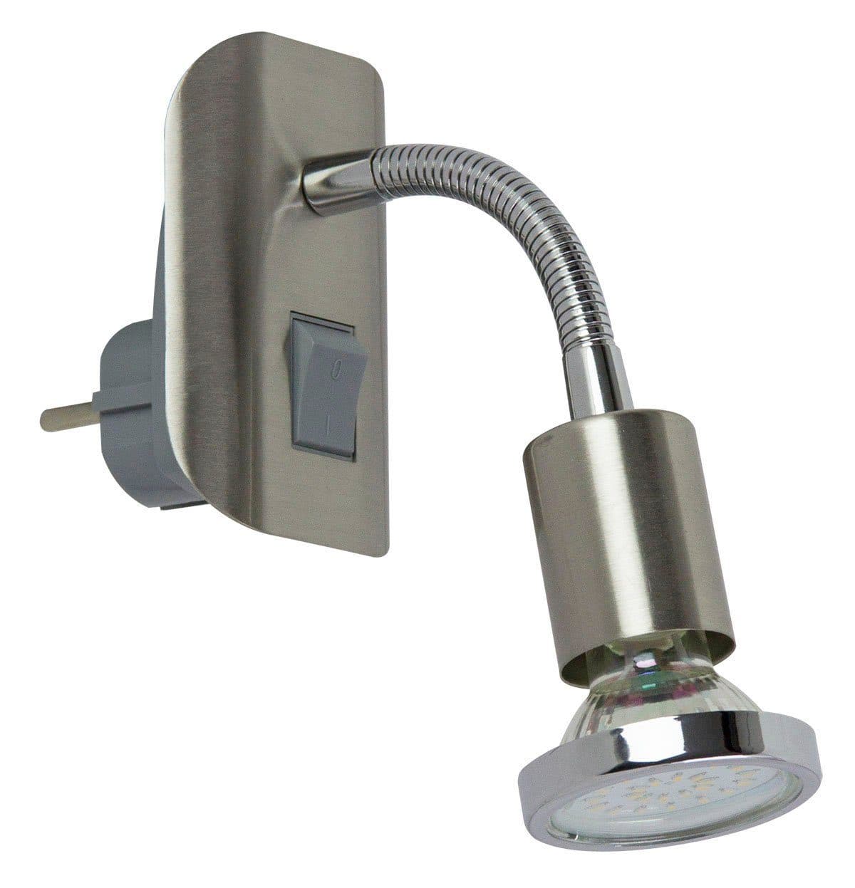 TRANGO LED Steckdosenleuchte Edelstahl-Optik mit Chrom Ring - Bild 2