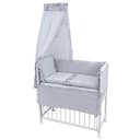 Baby-Delux Beistellbett Royal Grau Rüsche Weiß höhenverstellbar mit Matratze Bild 2