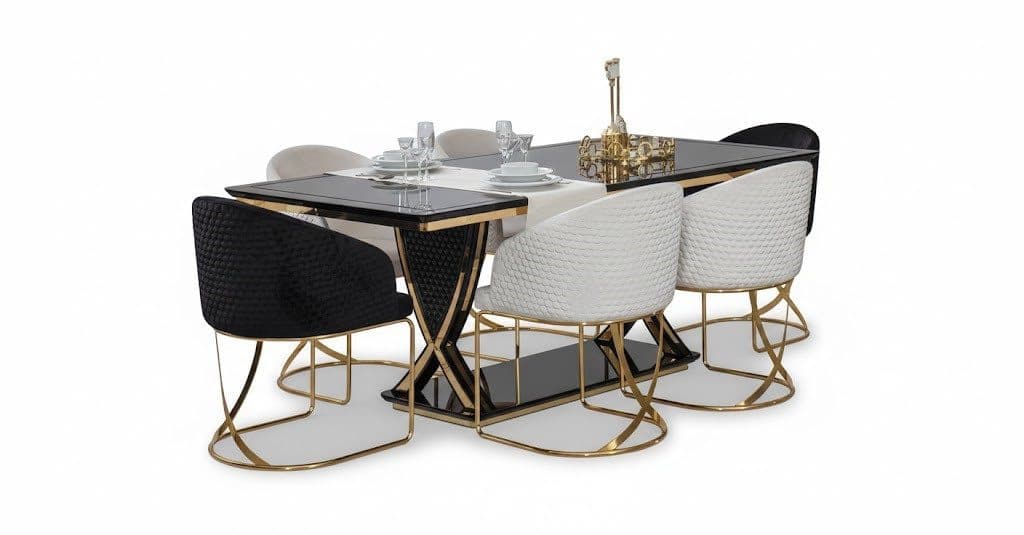 JVmoebel Essstühle 4er-Set Elegant Modern Edelstahl/Stoff - Bild 2