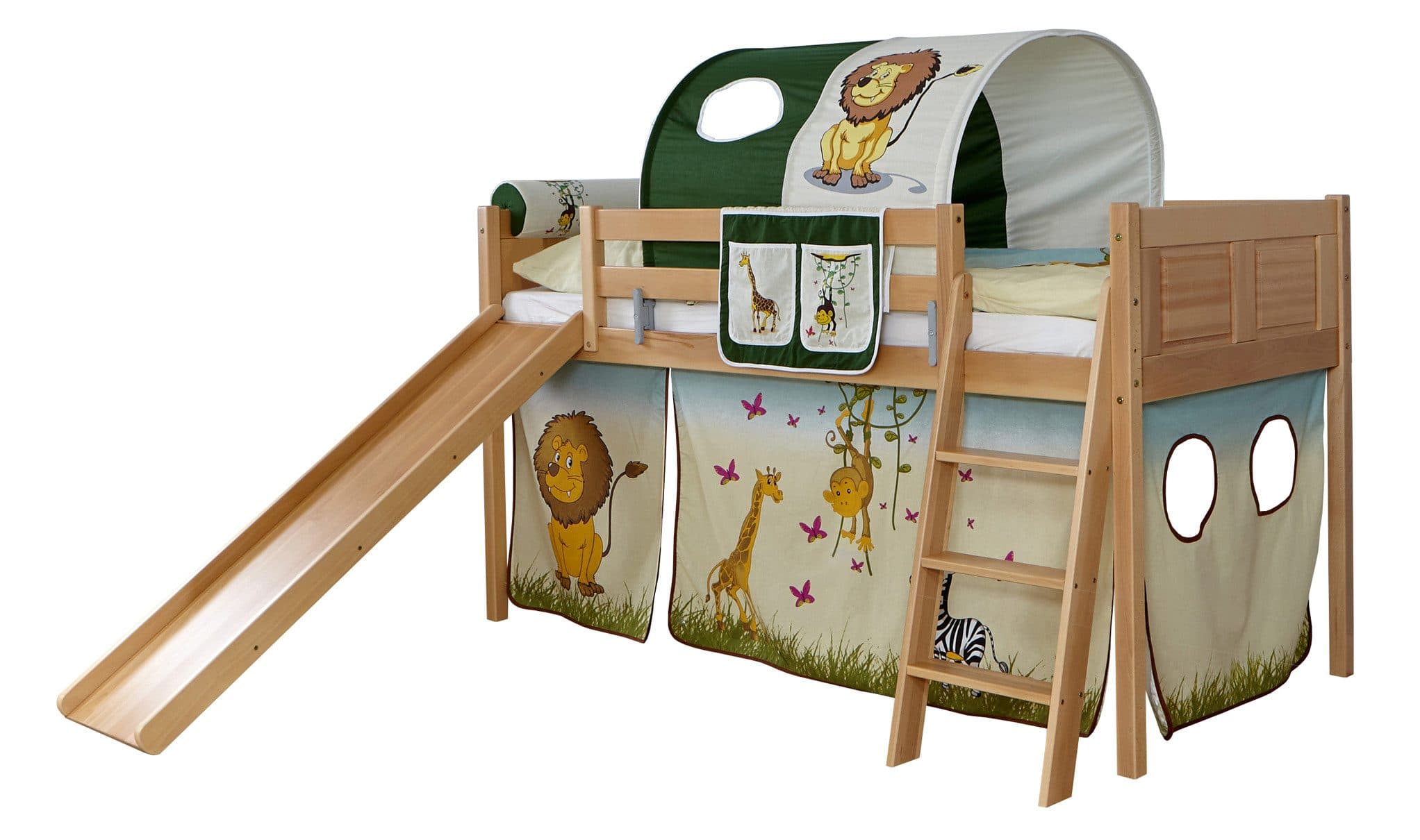 TiCAA Rutschbett Ekki Country Buche Natur Hochbett Kinder - Bild 2