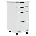vidaXL Rollschrank Rollcontainer Weiß Kiefernholz 34x39x65,5 cm Bild 2