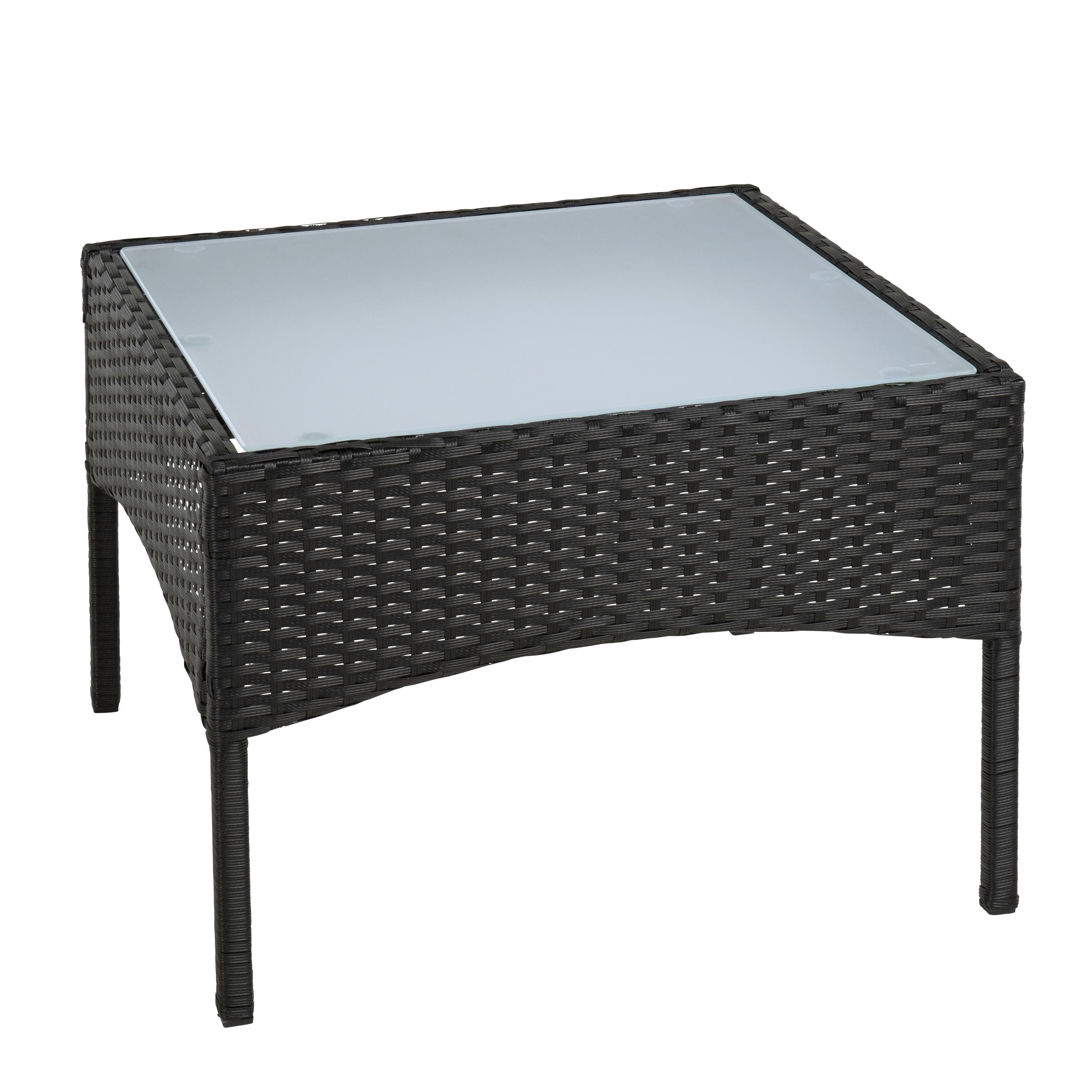 ESTEXO Gartentisch Polyrattan Schwarz Glas Beistelltisch - Bild 2
