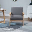 HOMCOM Relaxsessel Grau Leinenoptik mit Armlehnen Bild 2