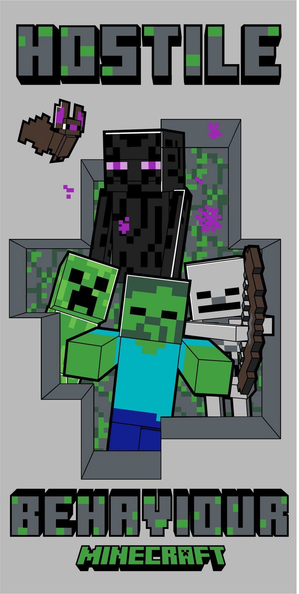 Jerry Fabrics Minecraft Duschtuch Grau Hostile Behaviour - Bild 2