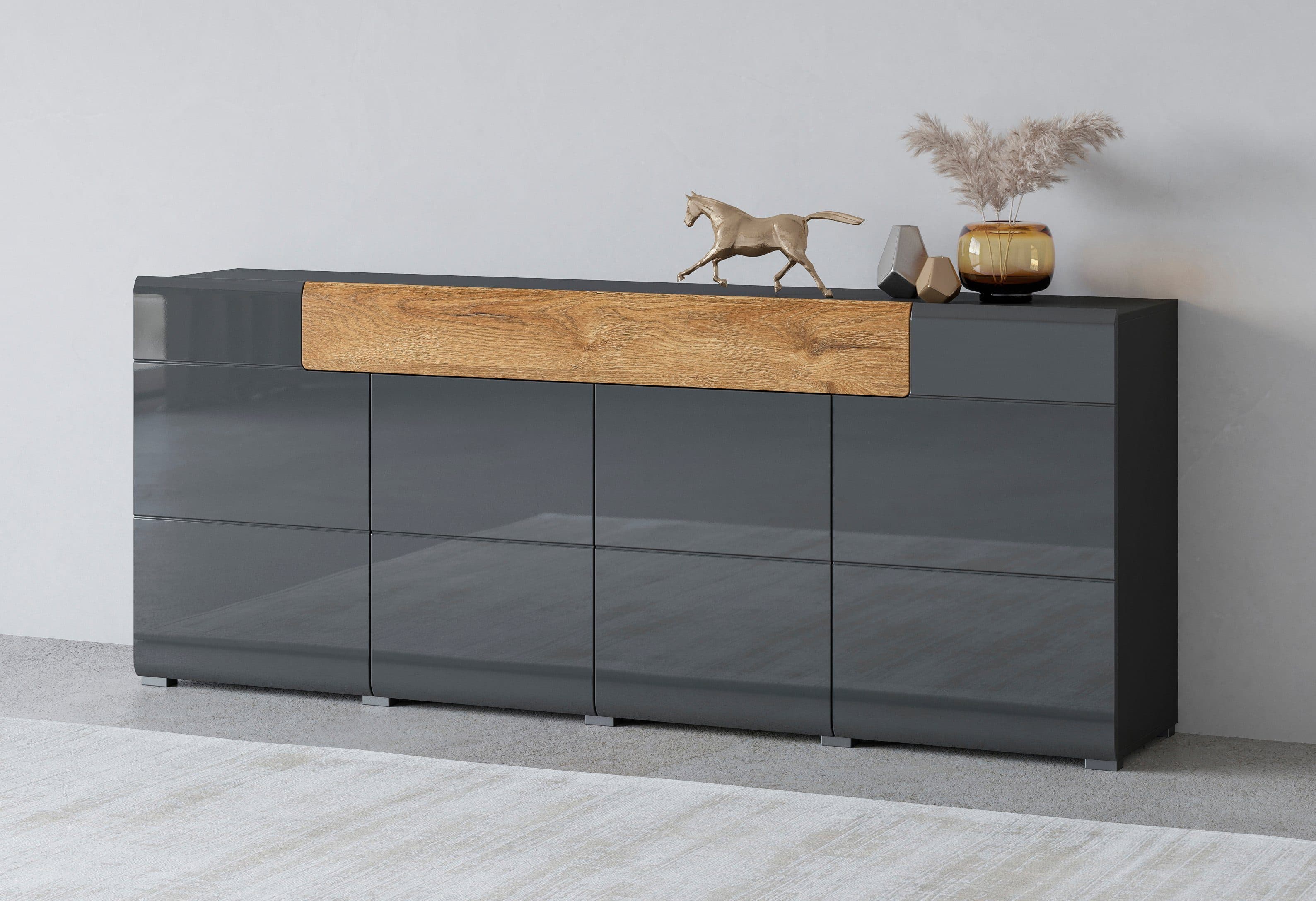 OTTO HOME Sideboard Toledo Modern Anthrazit Hochglanz - Bild 2