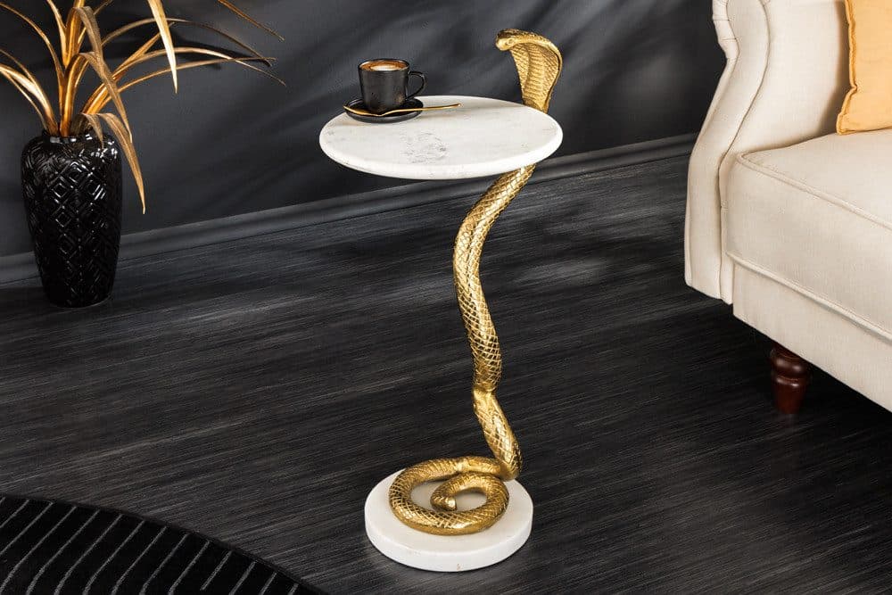 riess-ambiente Beistelltisch WILDLIFE COBRA Gold Weiß Marmor - Bild 2
