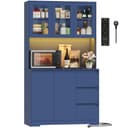Homfa Küchenbuffet Blau mit LED & Steckdosenleiste Bild 2