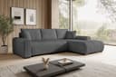 storez24 Ecksofa Ellen L-Form mit Schlaffunktion und Bettkasten Grau Cordstoff Bild 2
