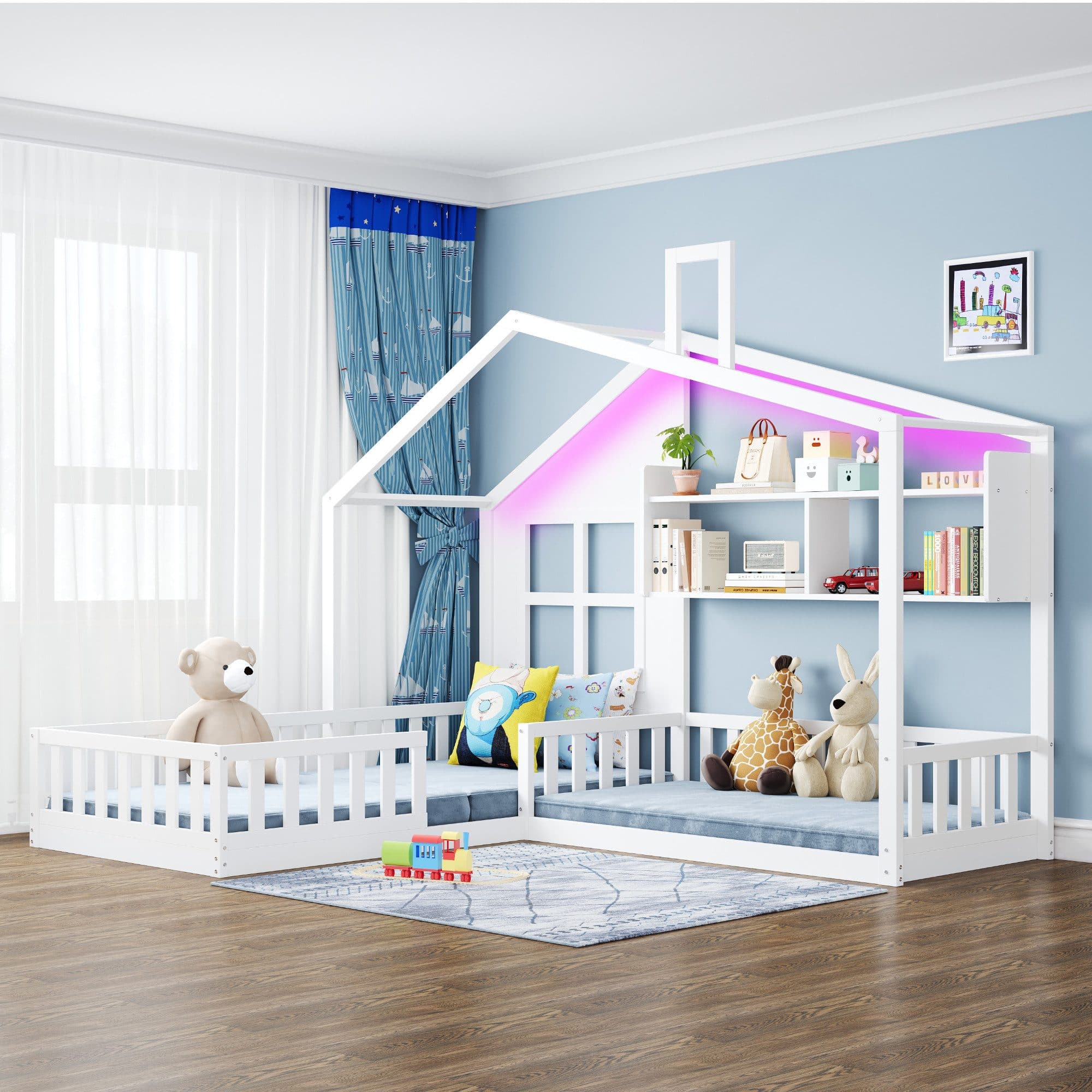 Flieks Kinderbett Hausbett mit Fenster und Schornstein Weiß - Bild 2