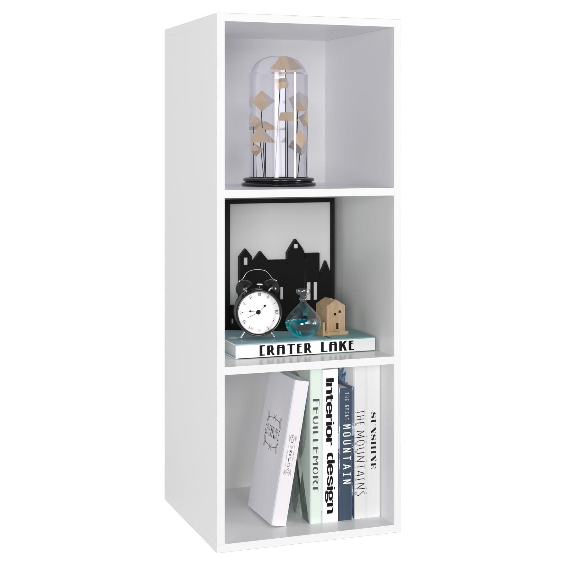 Homfa Bücherregal Standregal mit 3 Fächern Würfelregal Weiß 30x30x80cm - Bild 2