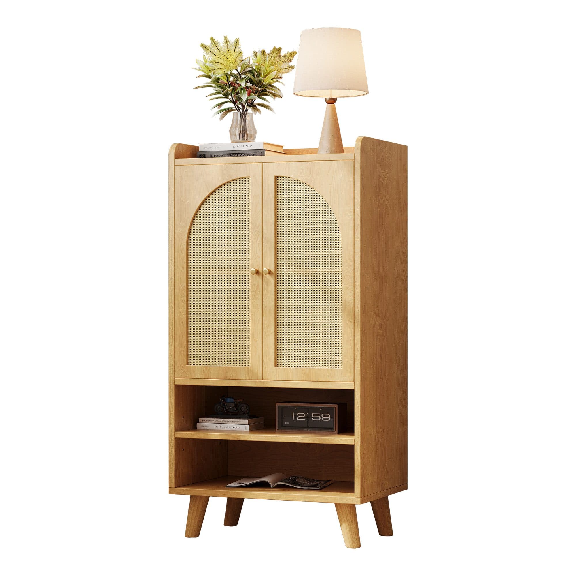 Refined Living Highboard mit Rattanfront und offenen Fächern Natur - Bild 2