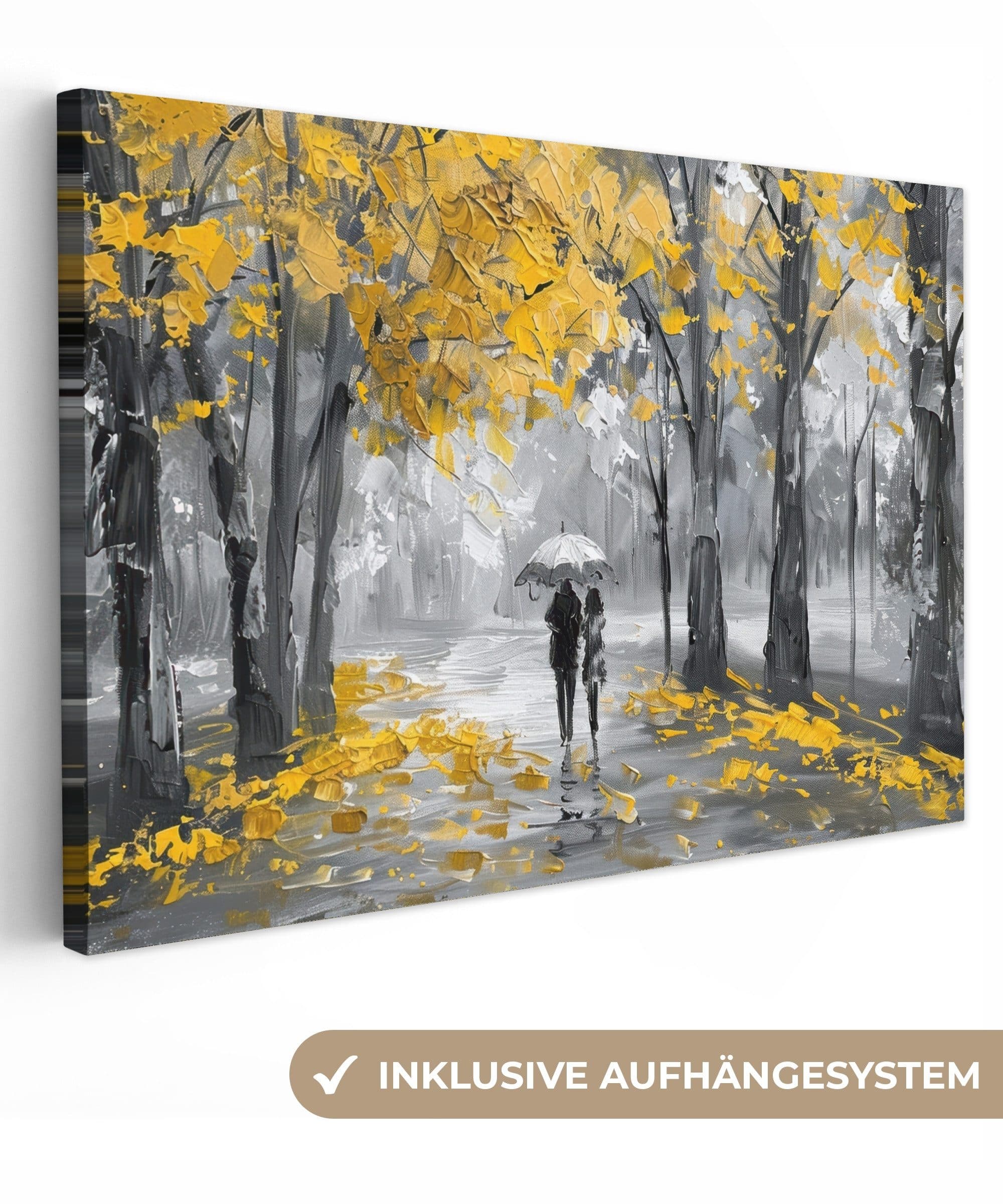 OneMillionCanvasses® Leinwandbild Natur Gelb Park Schwarz Weiß Fotodruck - Bild 2