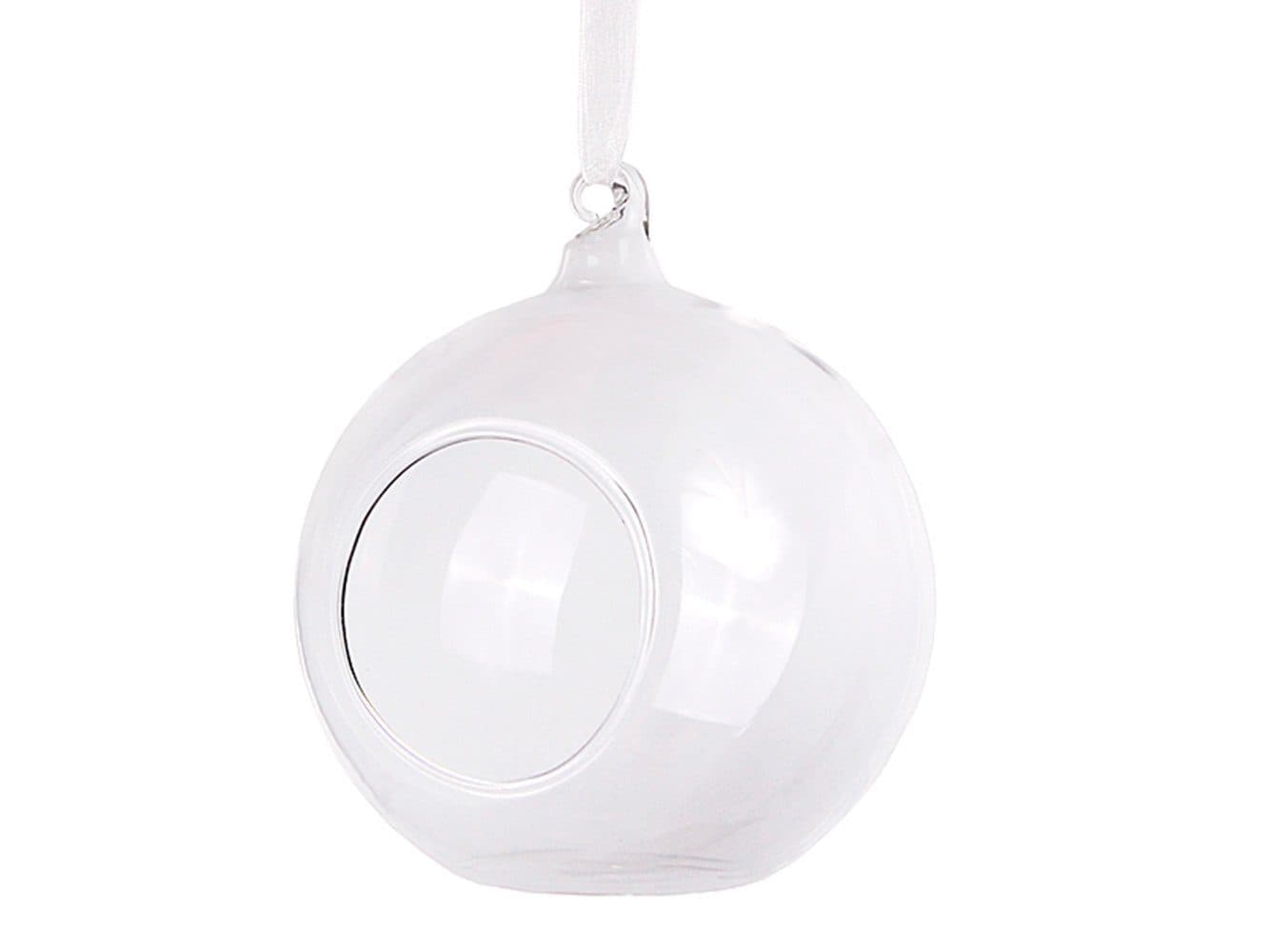 partydeco Teelichthalter Glaskugel 10cm klar transparent - Bild 2