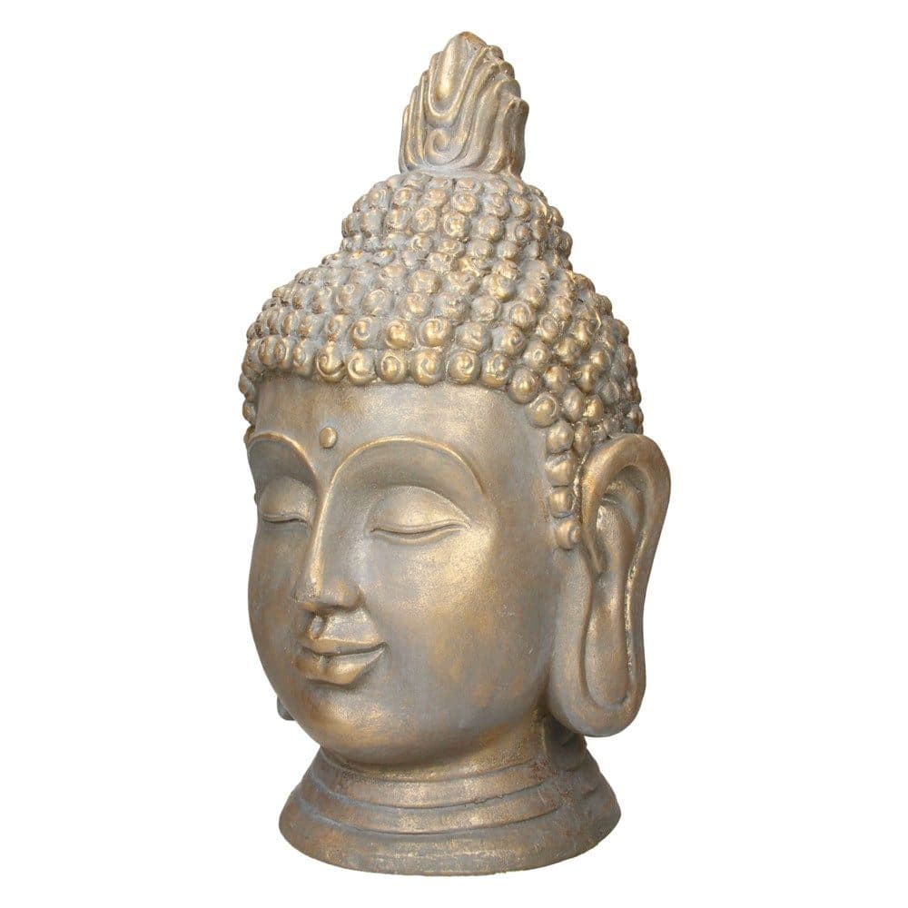 ECD Germany Buddha Kopf Statue Bronzeoptik Polyresin Deko - Bild 2