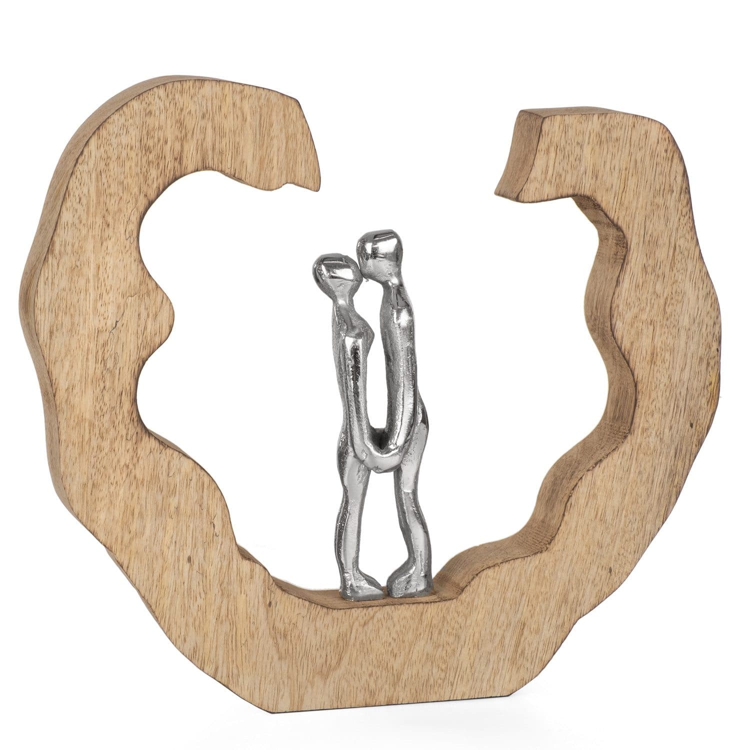 Moritz Skulptur Dekofigur Paar Umarmung Aluminium auf Mangoholz - Bild 2