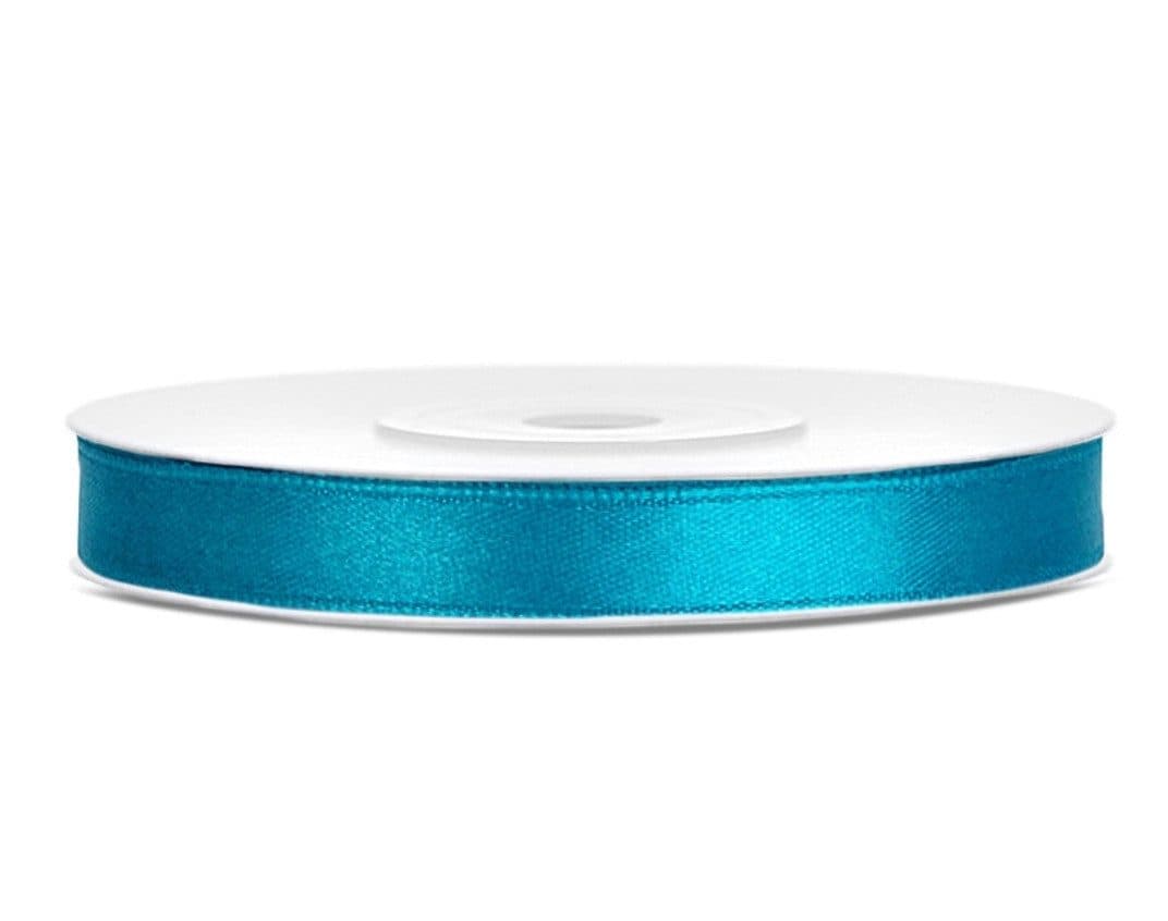 partydeco Satinband 25m x 6mm Rolle Geschenkband Schleifenband Dekoband Türkis