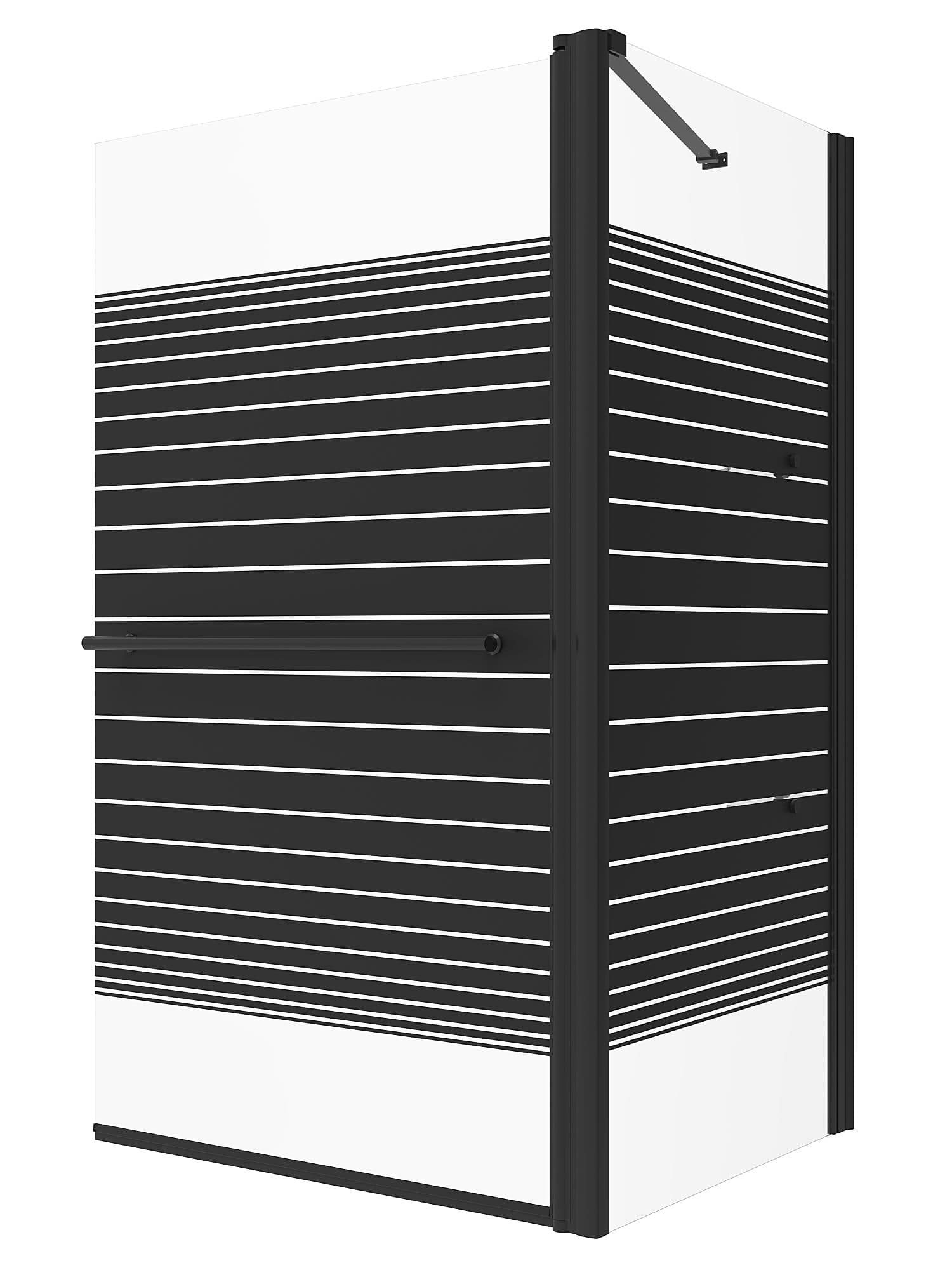 AQUABATOS Badewannenaufsatz Eck Glas mit Seitenwand schwarz - Bild 2