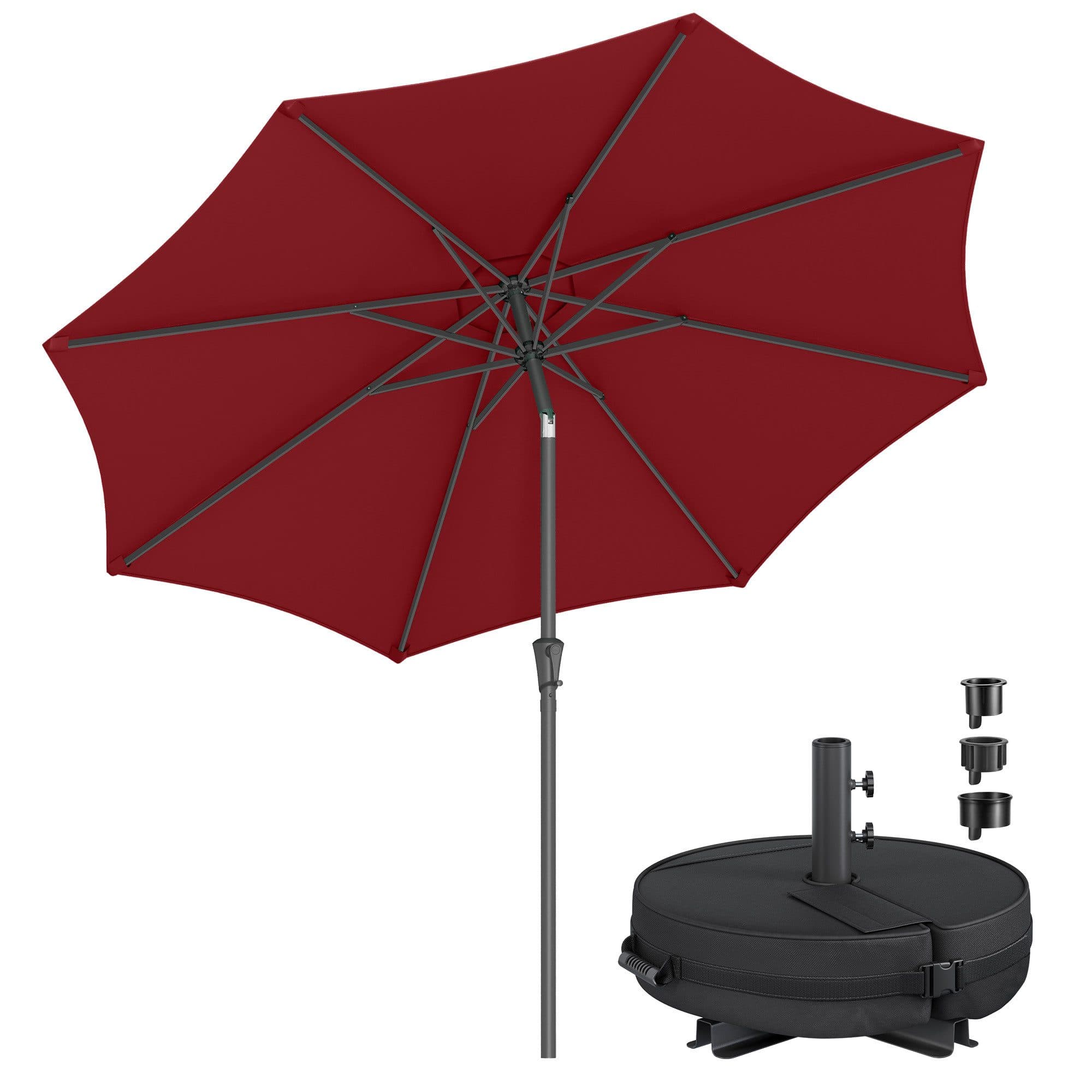SONGMICS Sonnenschirm Rot mit Kurbel und Neigefunktion - Bild 2