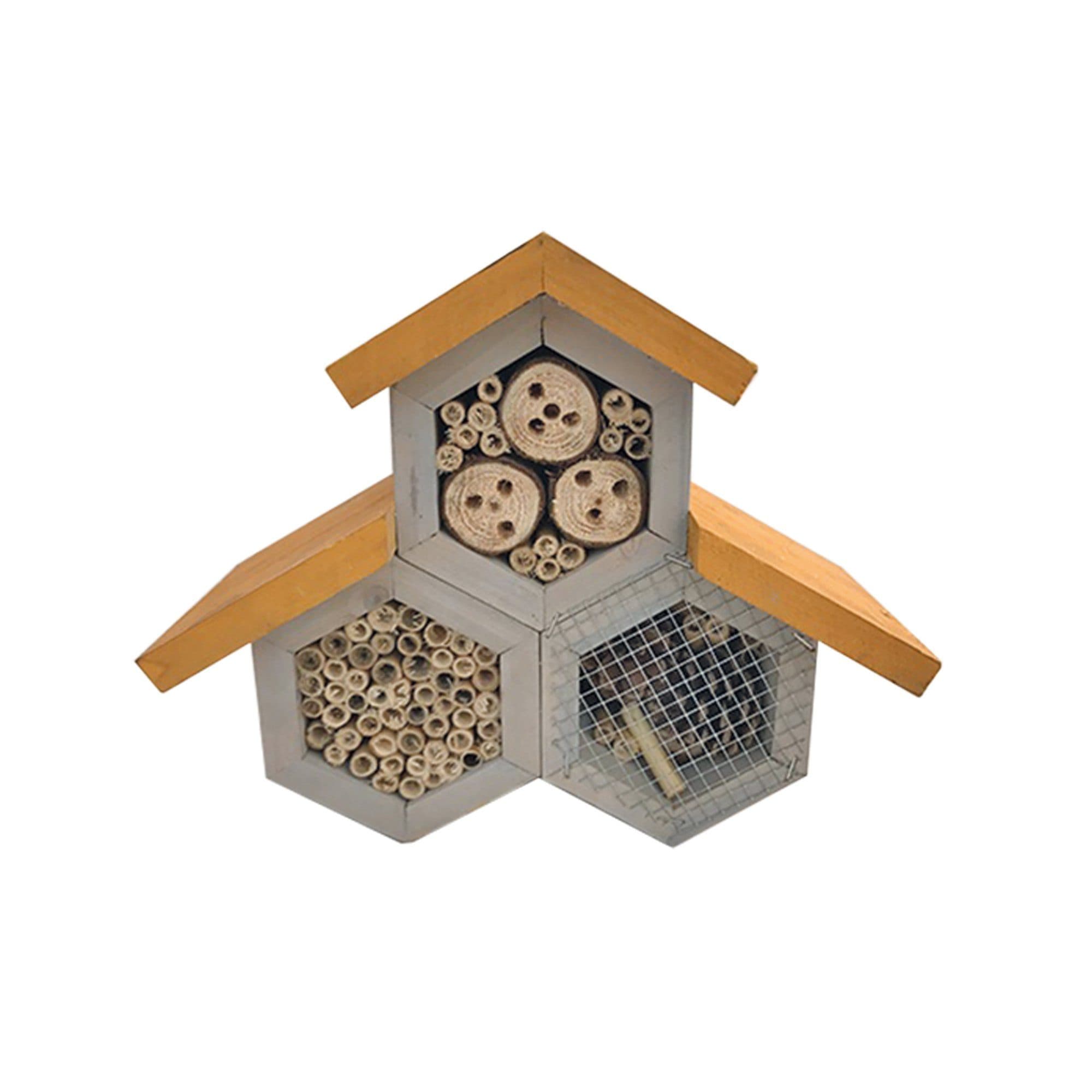 ELMATO Insektenhotel Toscana 3 Kammern Naturholz