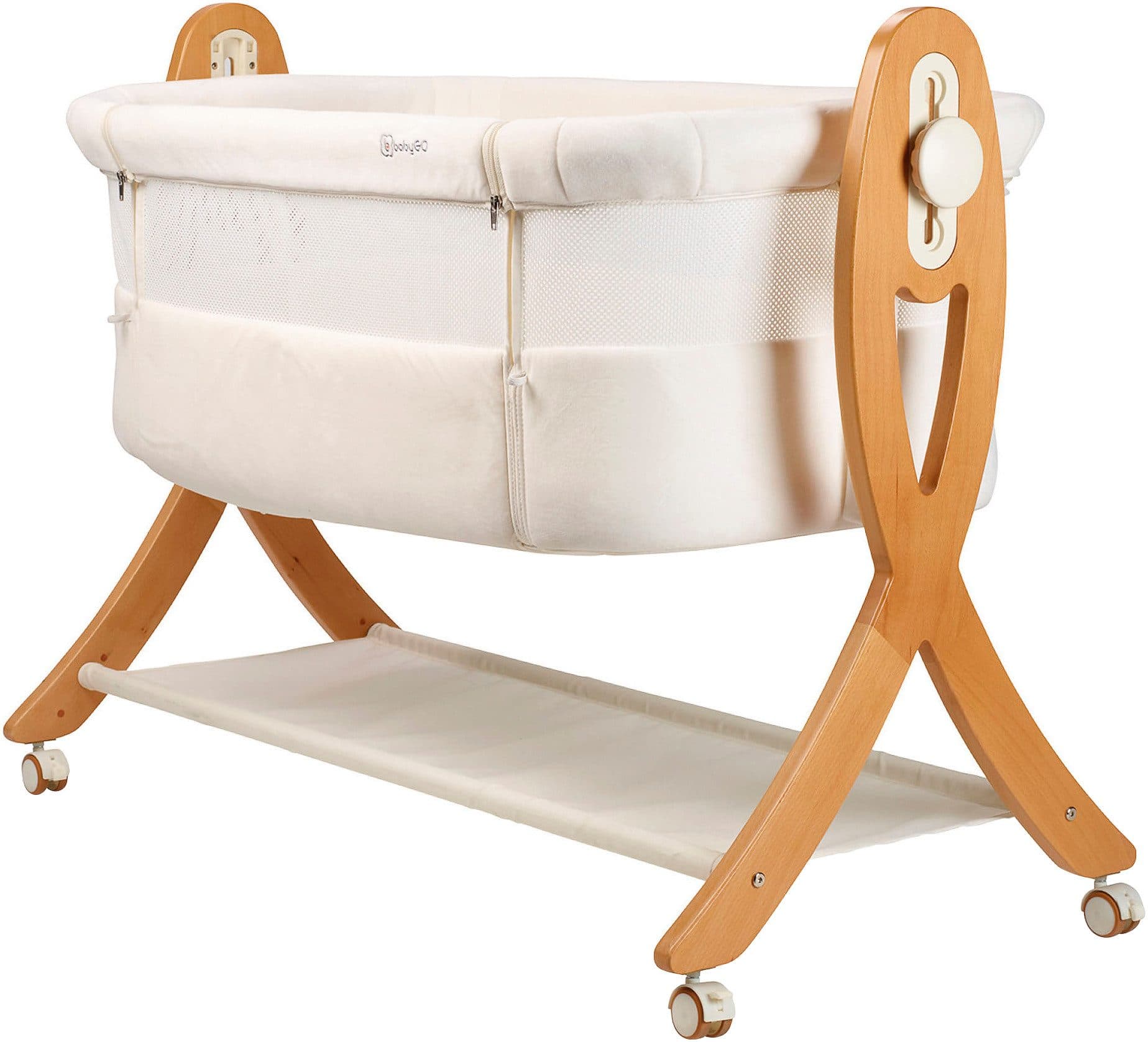 BabyGo Beistellbett SideBySide 2-in-1 Wiege Beige/Weiss - Bild 2