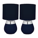 relaxdays Nachttischlampe 2er Set mit Stoffschirm blau/silber Bild 2