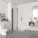 Aica Sanitär Walk-in-Dusche Schwarz 195cm ESG Glas Bild 2