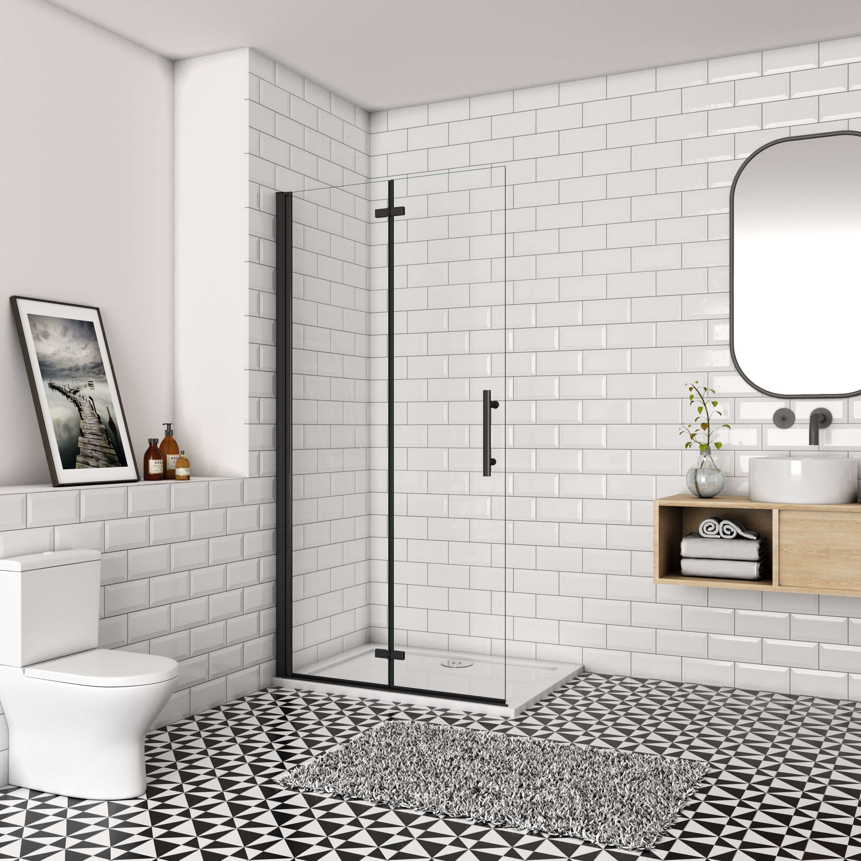 Aica Sanitär Walk-in-Dusche Schwarz 195cm ESG Glas - Bild 2
