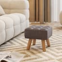 HOMCOM Fußhocker Grau Leinenoptik Holzbeine Moderner Sitzhocker Bild 2